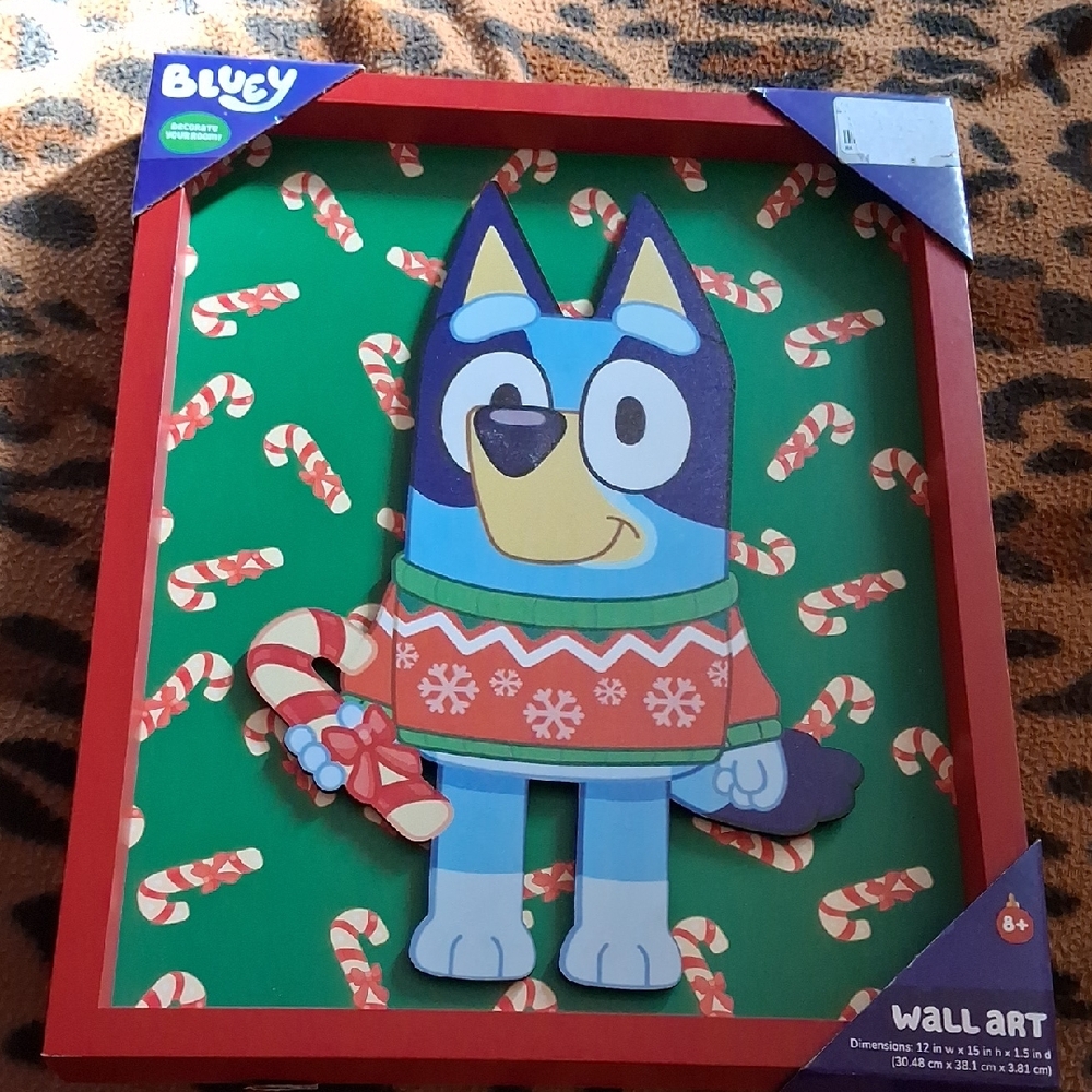 NWT Bluey Wall Art with Candy Cane